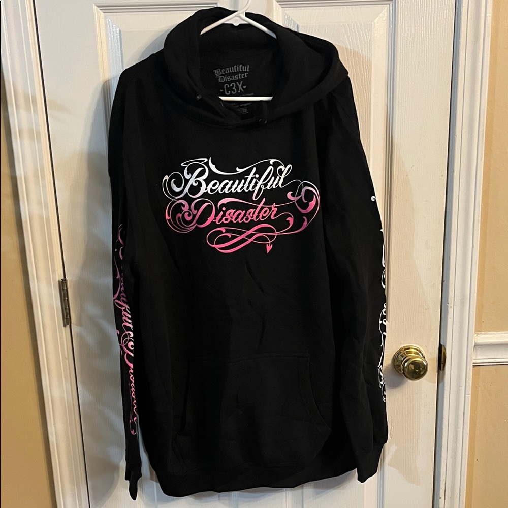 Beautiful Disaster Black and Pink Hoodie